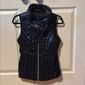 Calvin Klein Blue Quilted Puffer Vest with High Collar